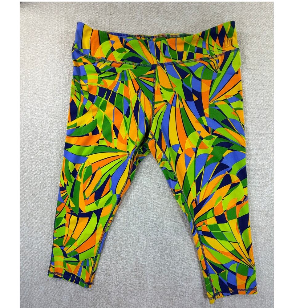 Loudmouth Women XL Orange Abstract Print Capri Pants Golf Resort Casual Cropped